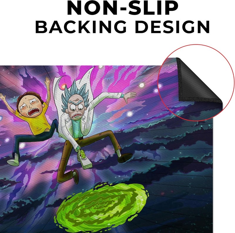 DreamController Ricky Morty Custom Rugs for Gamer Room (62x40inch)| Playroom Carpets Inspired by Games & Anime Decor for Gamers | Gamer Room Decor for Kids Teen Anti-Slip Gaming Mats - Image 3